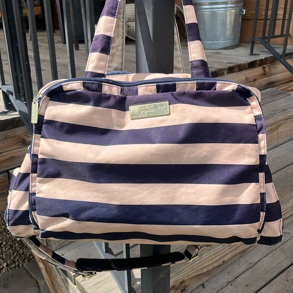 Navy Strip Nautical Big Diaper Bag